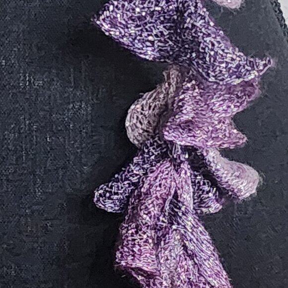 Handmade Crochet Purple and Lilac with Metallic Silver Threads Throughout Scarf - Picture 8 of 16